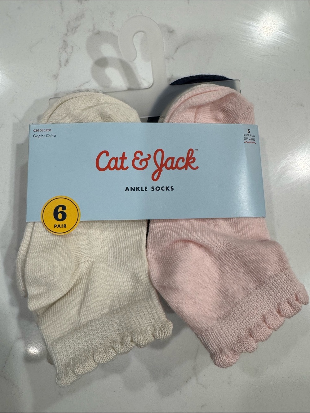 Cat & Jack Girls Ankle Socks - Pink & Cream Pack